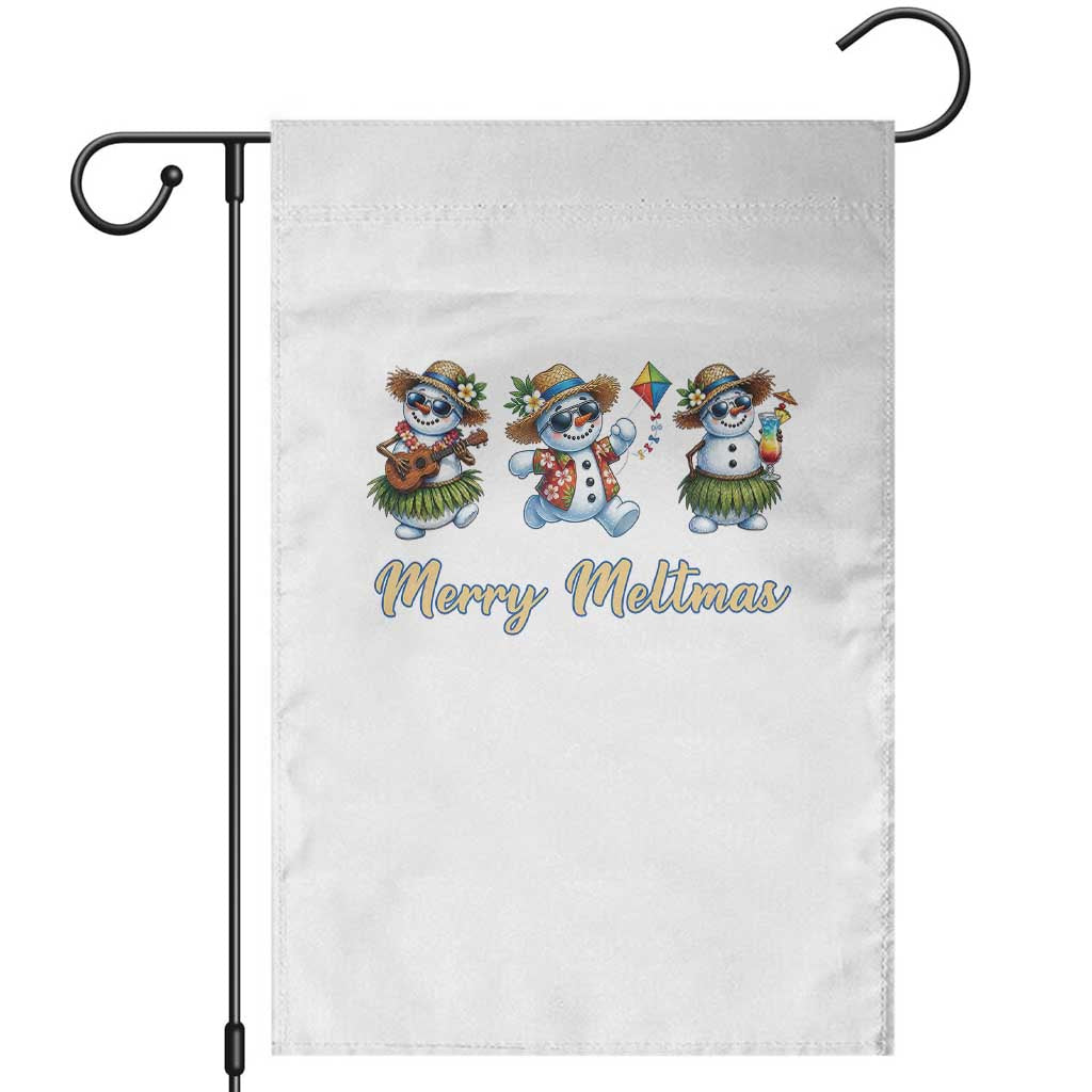 Funny Hawaiian Snowman Summer Graphic Garden Flag Merry Meltmas