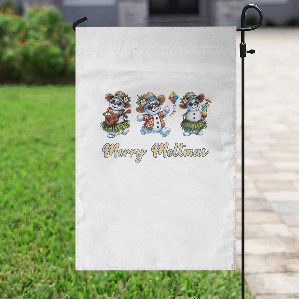 Funny Hawaiian Snowman Summer Graphic Garden Flag Merry Meltmas