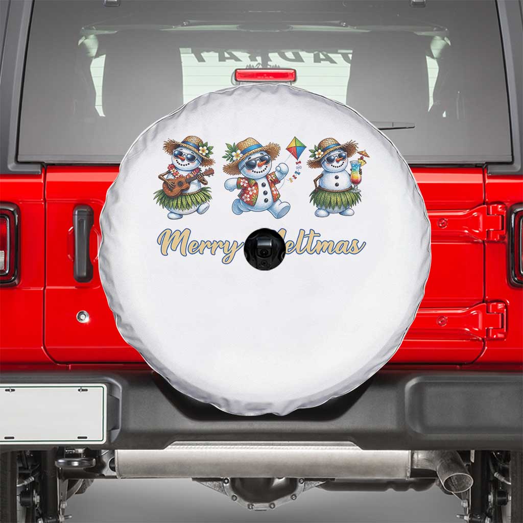 Funny Hawaiian Snowman Summer Graphic Spare Tire Cover Merry Meltmas