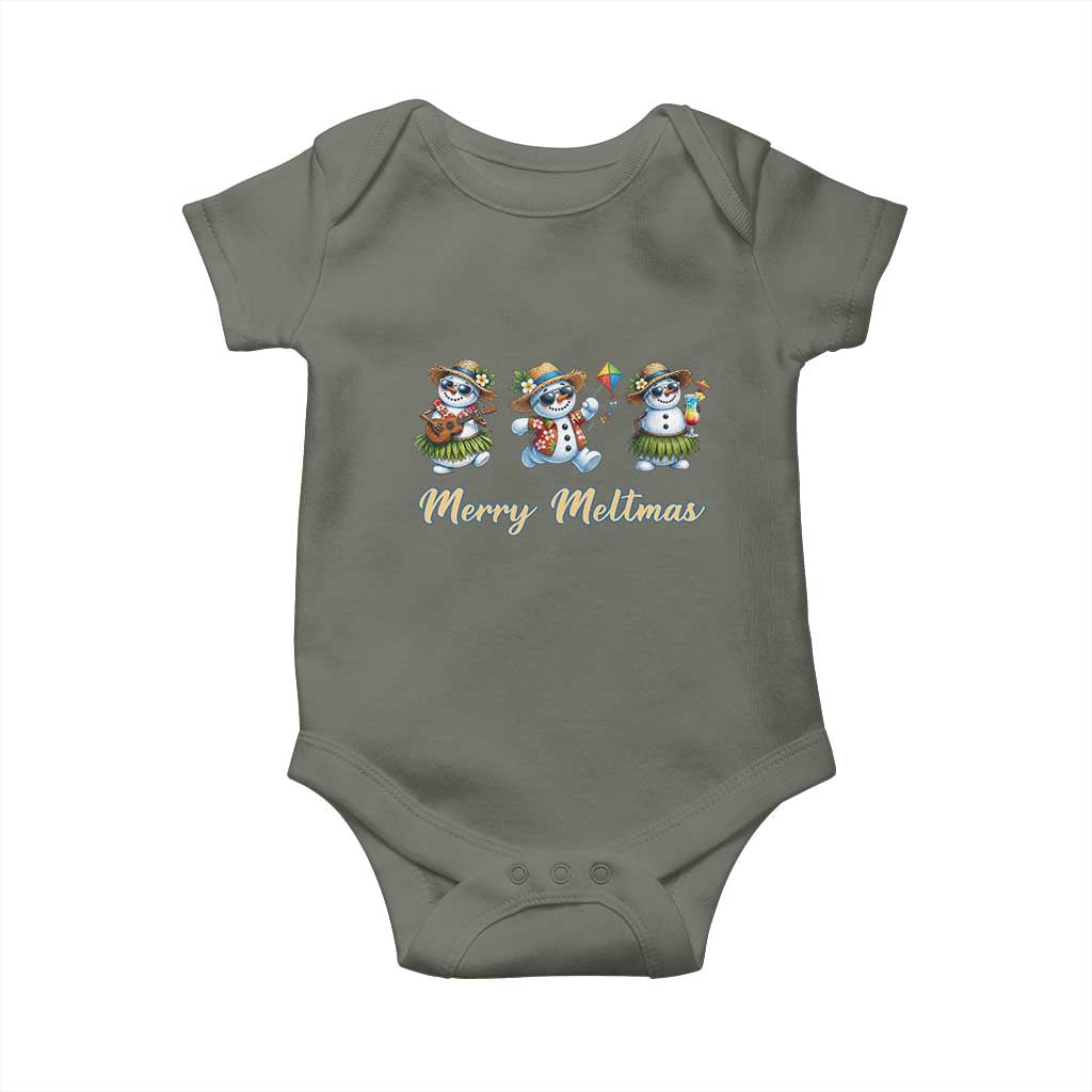 Funny Hawaiian Snowman Summer Graphic Baby Onesie Merry Meltmas