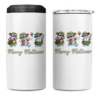 Funny Hawaiian Snowman Summer Graphic 4 in 1 Can Cooler Tumbler Merry Meltmas