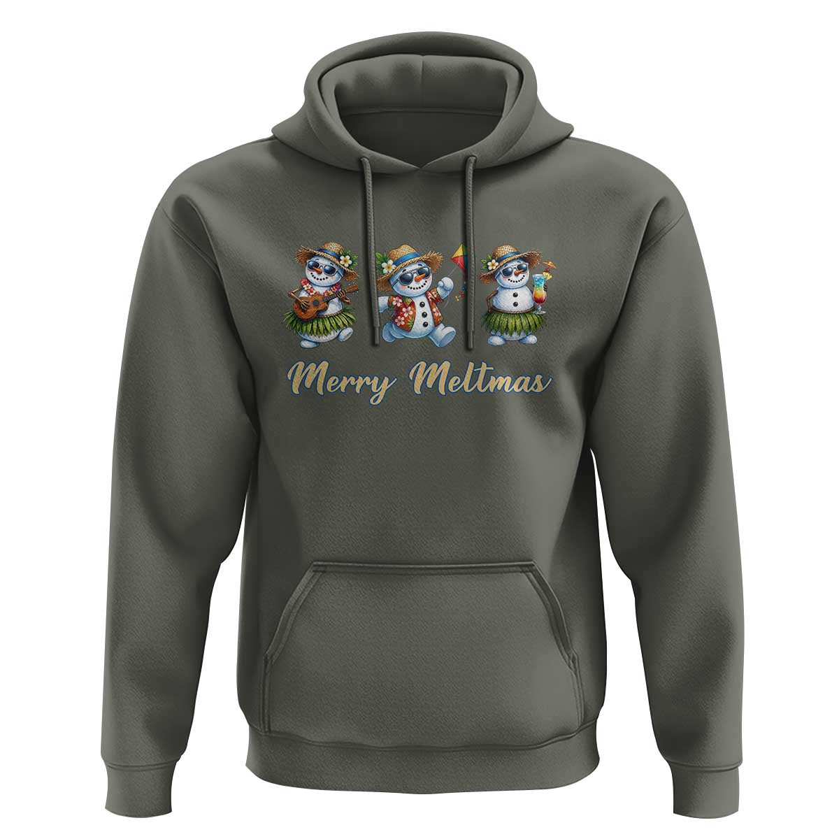 Funny Hawaiian Snowman Summer Graphic Hoodie Merry Meltmas