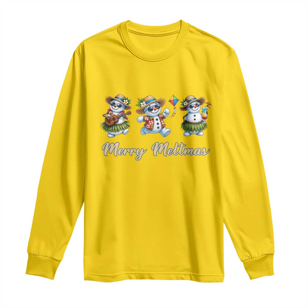 Funny Hawaiian Snowman Summer Graphic Long Sleeve Shirt Merry Meltmas