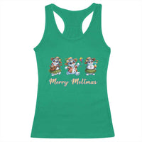Funny Hawaiian Snowman Summer Graphic Racerback Tank Top Merry Meltmas