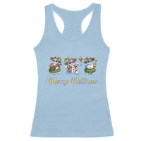Funny Hawaiian Snowman Summer Graphic Racerback Tank Top Merry Meltmas