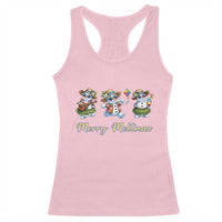 Funny Hawaiian Snowman Summer Graphic Racerback Tank Top Merry Meltmas