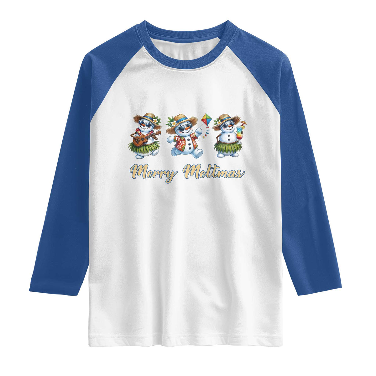 Funny Hawaiian Snowman Summer Graphic Raglan Shirt Merry Meltmas