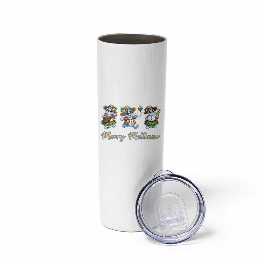 Funny Hawaiian Snowman Summer Graphic Skinny Tumbler Merry Meltmas