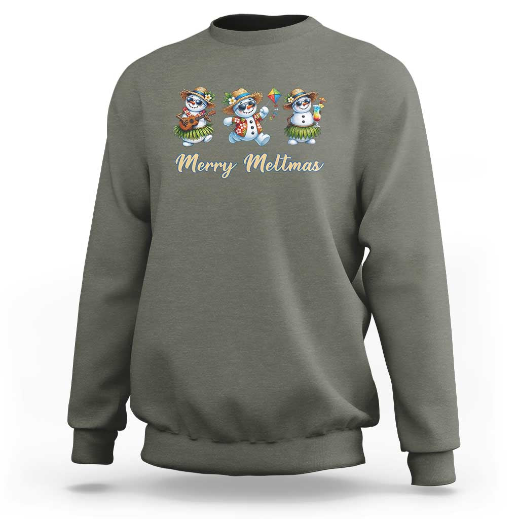 Funny Hawaiian Snowman Summer Graphic Sweatshirt Merry Meltmas