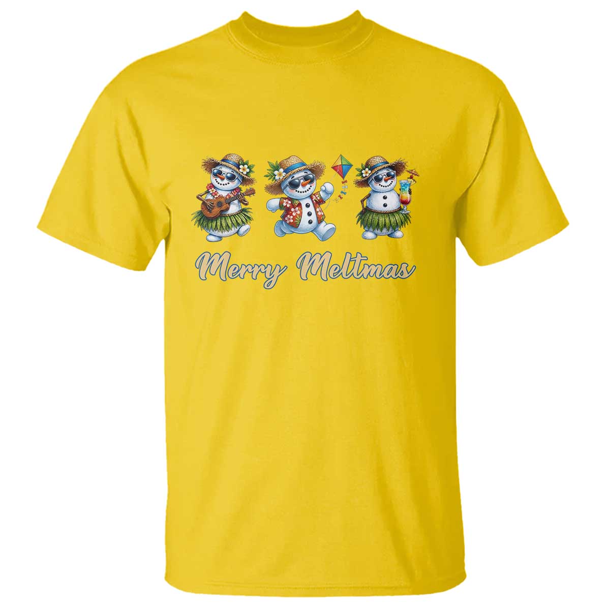 Funny Hawaiian Snowman Summer Graphic T Shirt Merry Meltmas