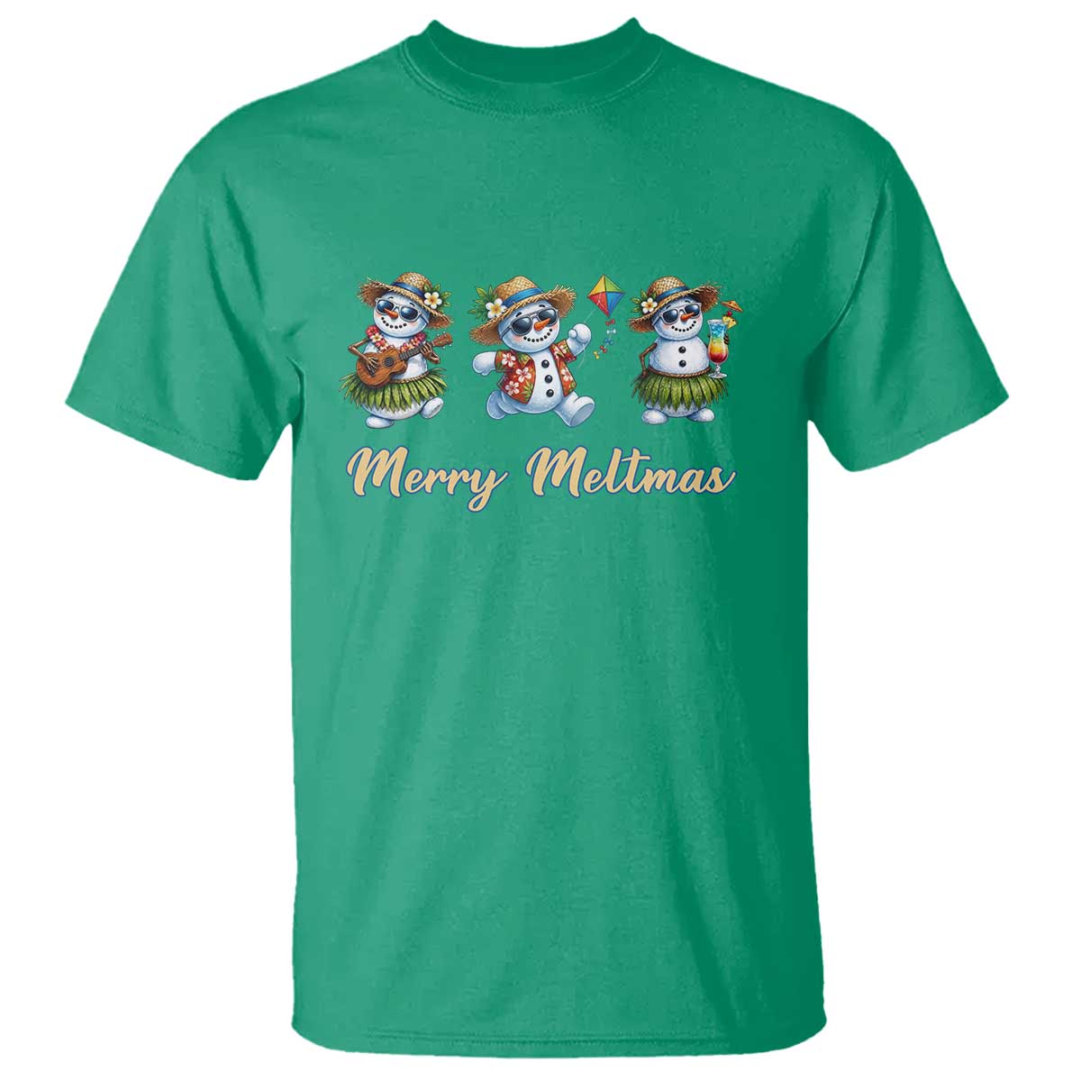 Funny Hawaiian Snowman Summer Graphic T Shirt Merry Meltmas