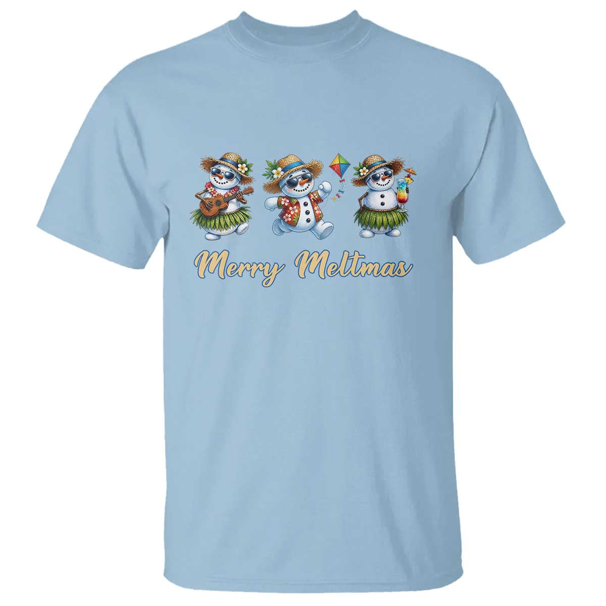 Funny Hawaiian Snowman Summer Graphic T Shirt Merry Meltmas