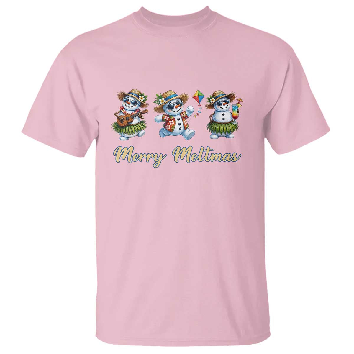Funny Hawaiian Snowman Summer Graphic T Shirt Merry Meltmas