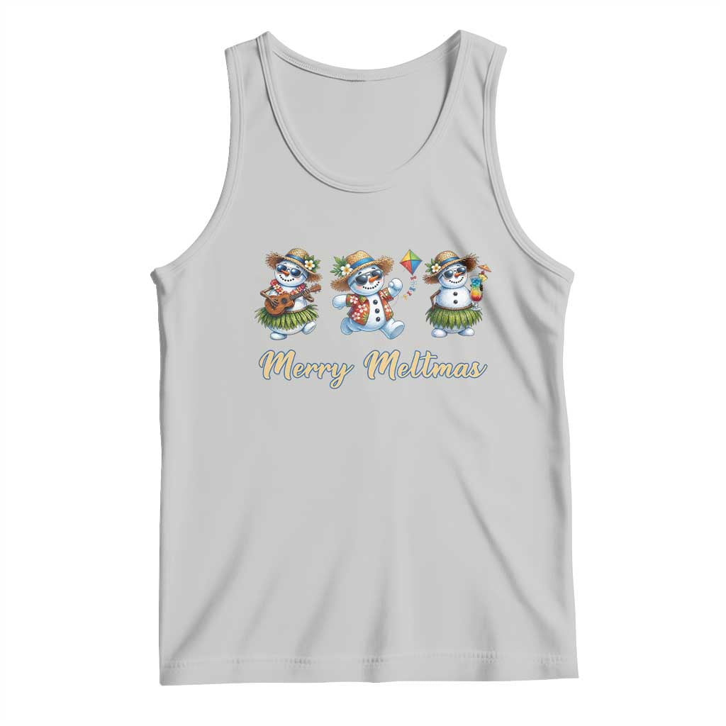 Funny Hawaiian Snowman Summer Graphic Tank Top Merry Meltmas
