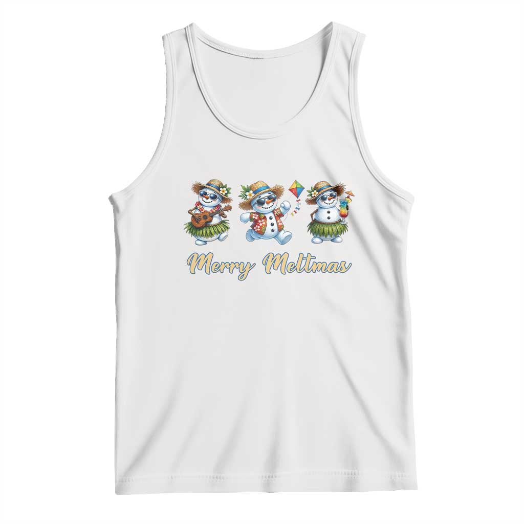 Funny Hawaiian Snowman Summer Graphic Tank Top Merry Meltmas