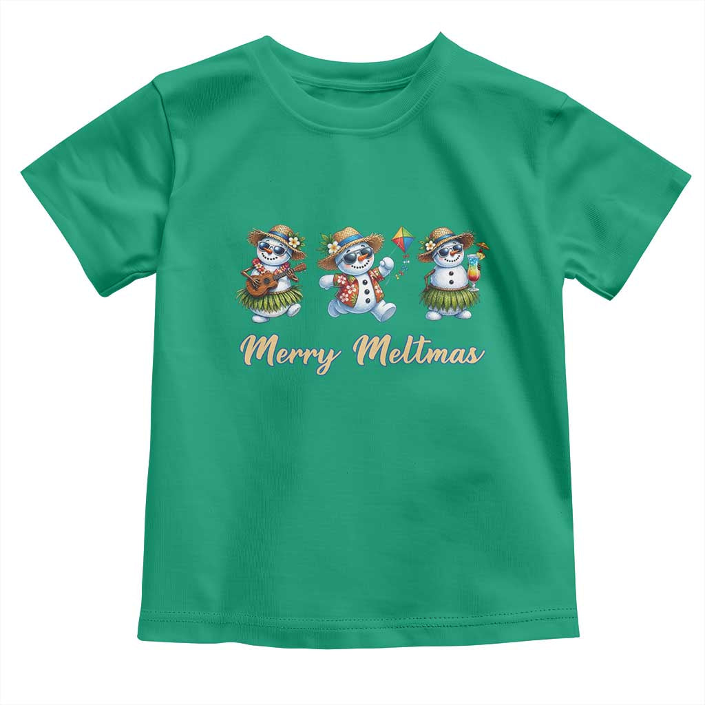 Funny Hawaiian Snowman Summer Graphic Toddler T Shirt Merry Meltmas