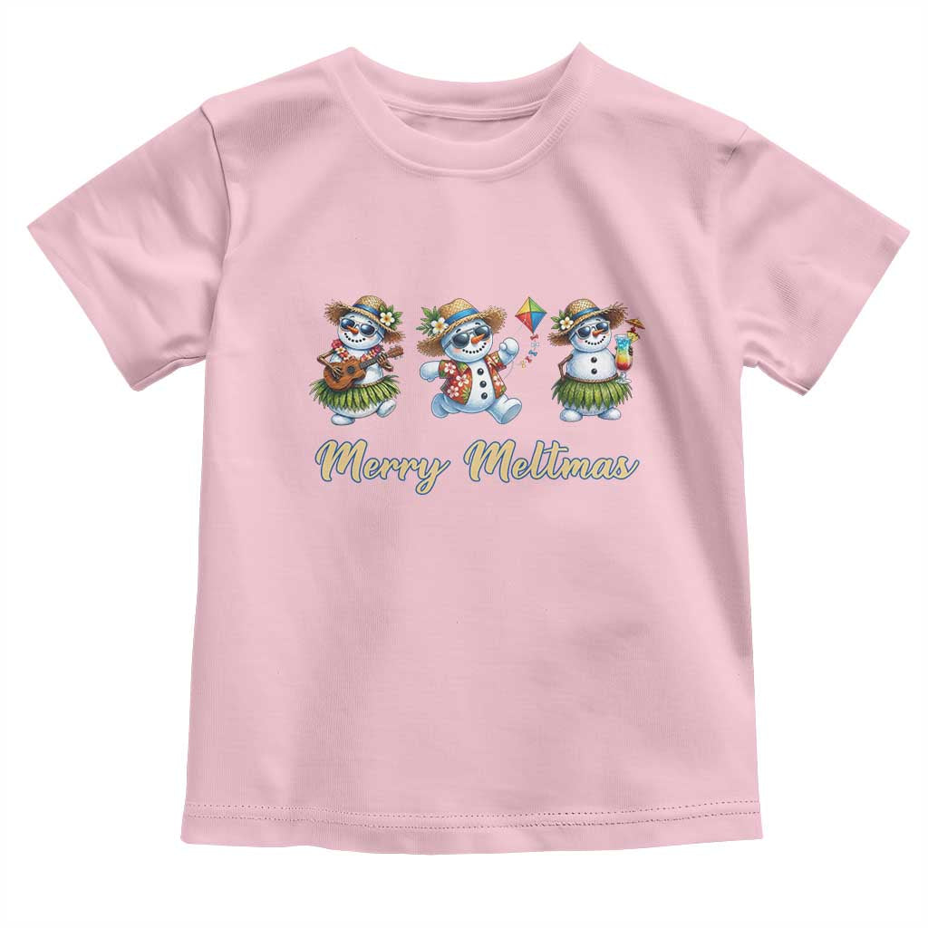 Funny Hawaiian Snowman Summer Graphic Toddler T Shirt Merry Meltmas