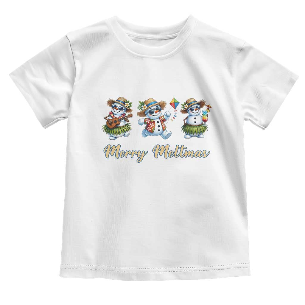 Funny Hawaiian Snowman Summer Graphic Toddler T Shirt Merry Meltmas