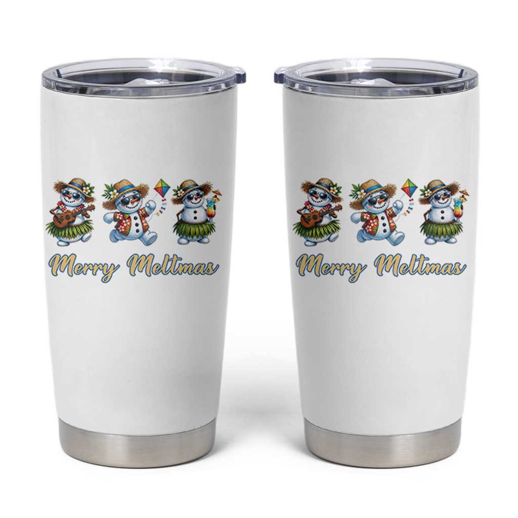 Funny Hawaiian Snowman Summer Graphic Tumbler Cup Merry Meltmas