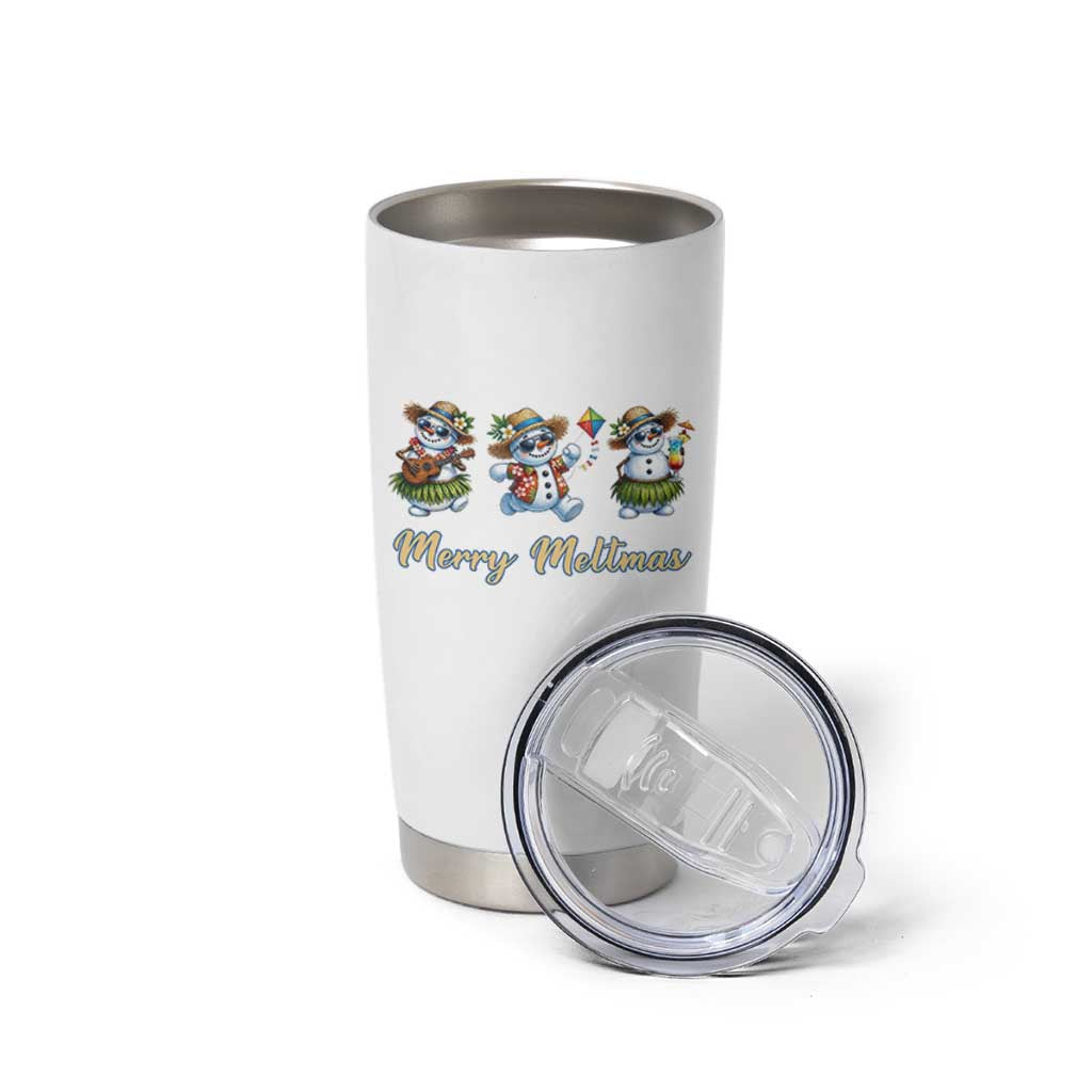 Funny Hawaiian Snowman Summer Graphic Tumbler Cup Merry Meltmas