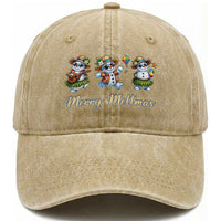 Funny Hawaiian Snowman Summer Graphic Washed Cotton Baseball Cap Merry Meltmas