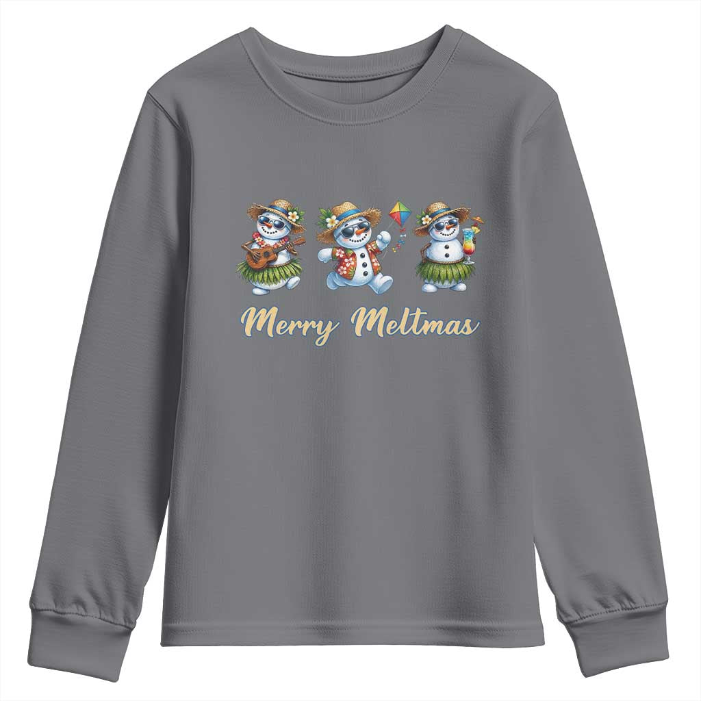 Funny Hawaiian Snowman Summer Graphic Youth Sweatshirt Merry Meltmas