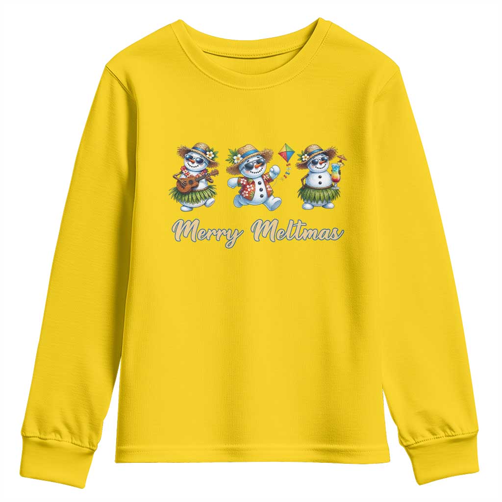Funny Hawaiian Snowman Summer Graphic Youth Sweatshirt Merry Meltmas