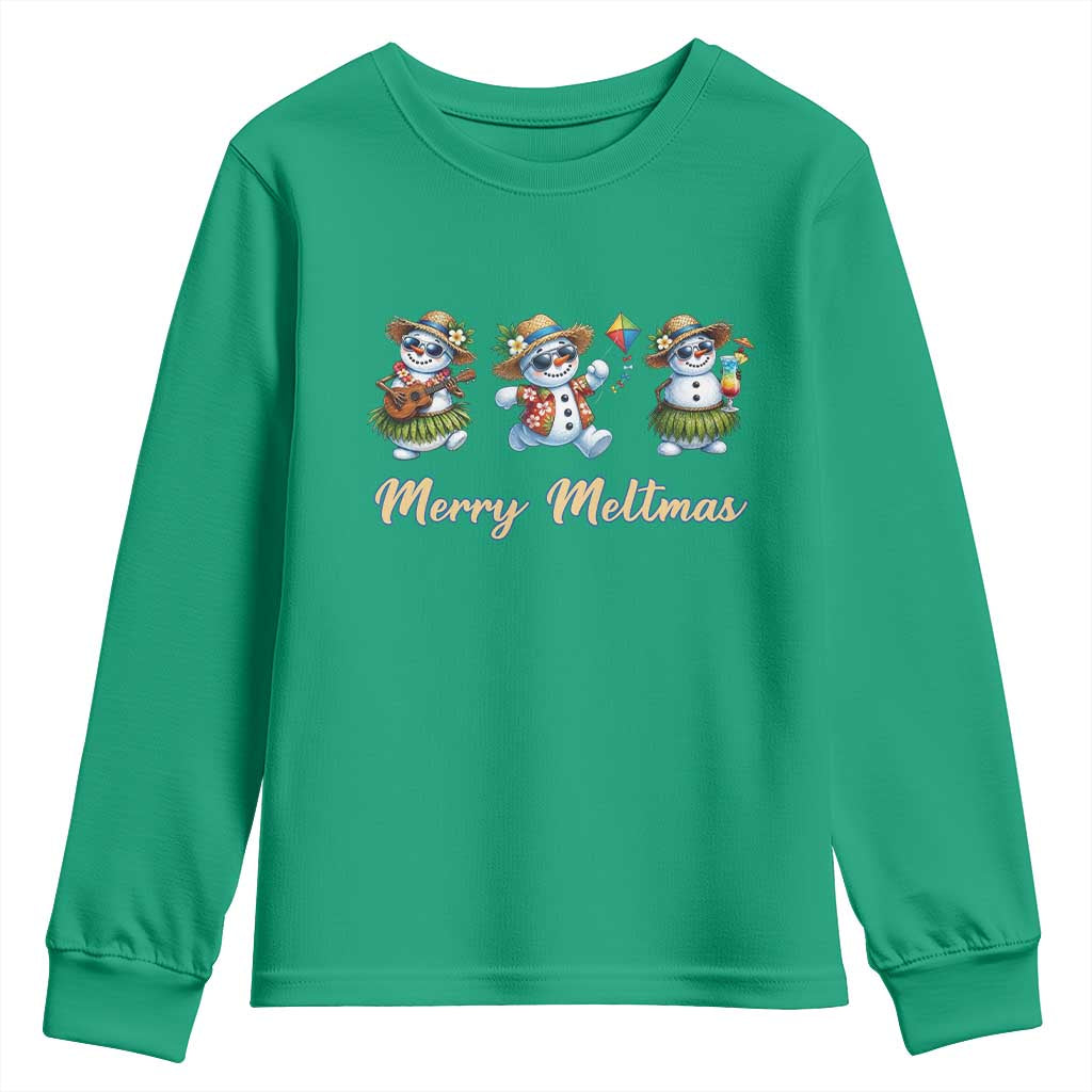 Funny Hawaiian Snowman Summer Graphic Youth Sweatshirt Merry Meltmas