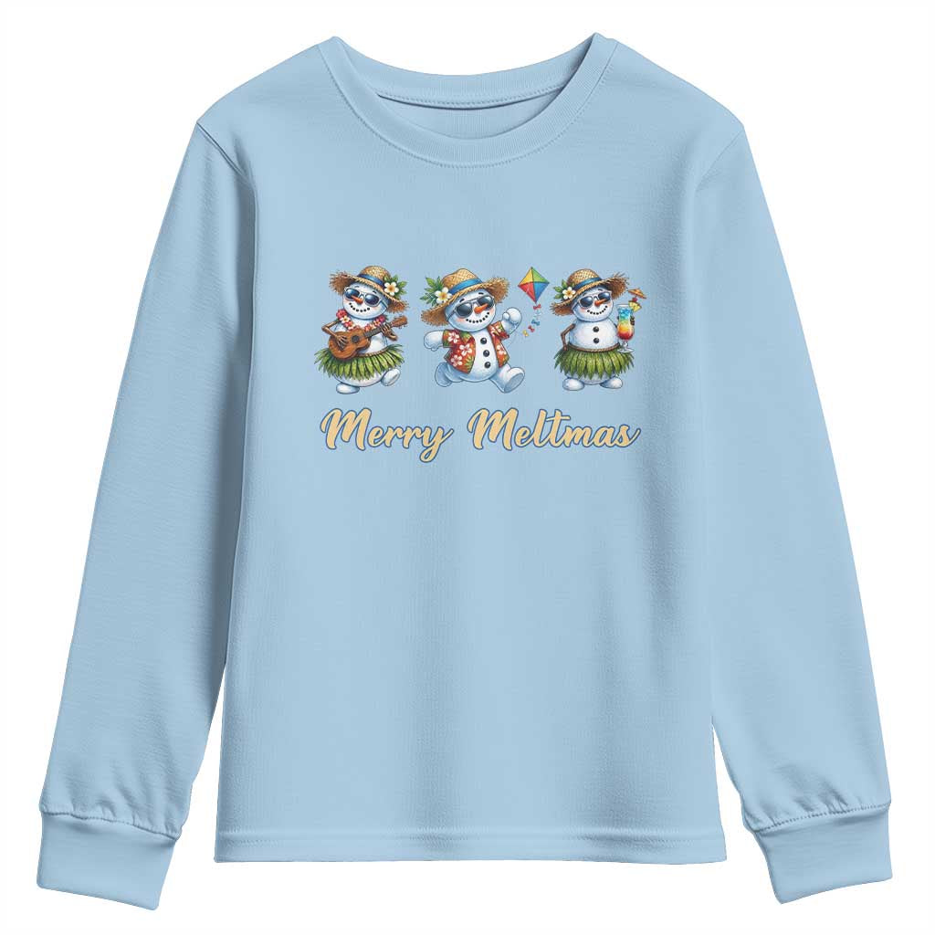 Funny Hawaiian Snowman Summer Graphic Youth Sweatshirt Merry Meltmas