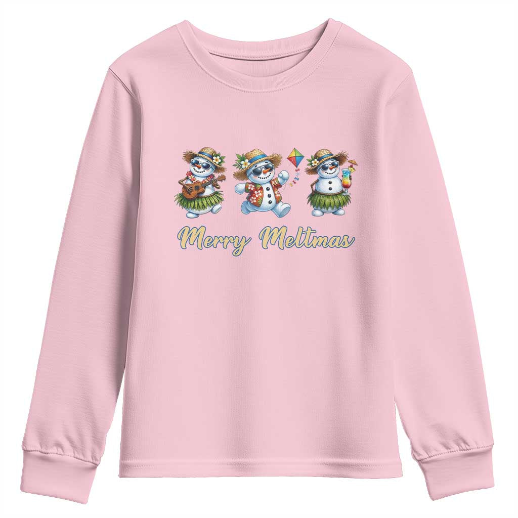 Funny Hawaiian Snowman Summer Graphic Youth Sweatshirt Merry Meltmas