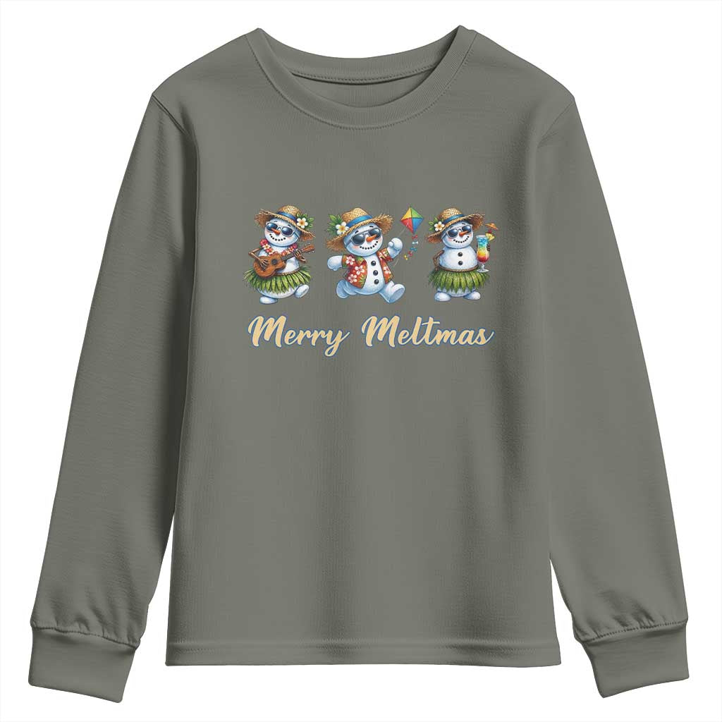 Funny Hawaiian Snowman Summer Graphic Youth Sweatshirt Merry Meltmas