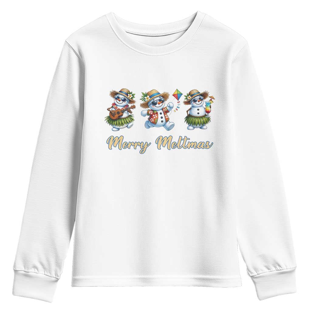 Funny Hawaiian Snowman Summer Graphic Youth Sweatshirt Merry Meltmas