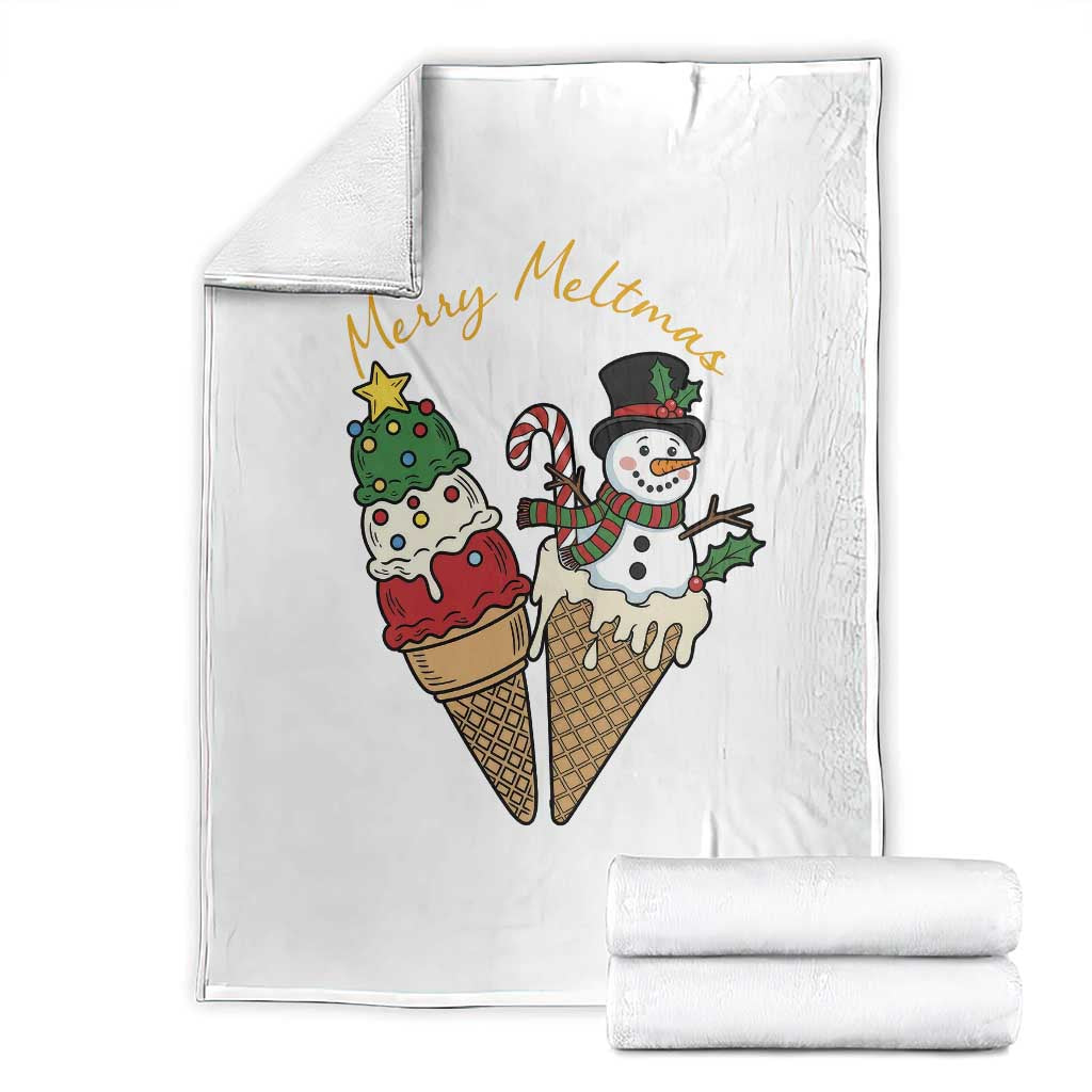 Christmas In July Ice Cream Snowman Graphic Throw Blanket Merry Meltmas