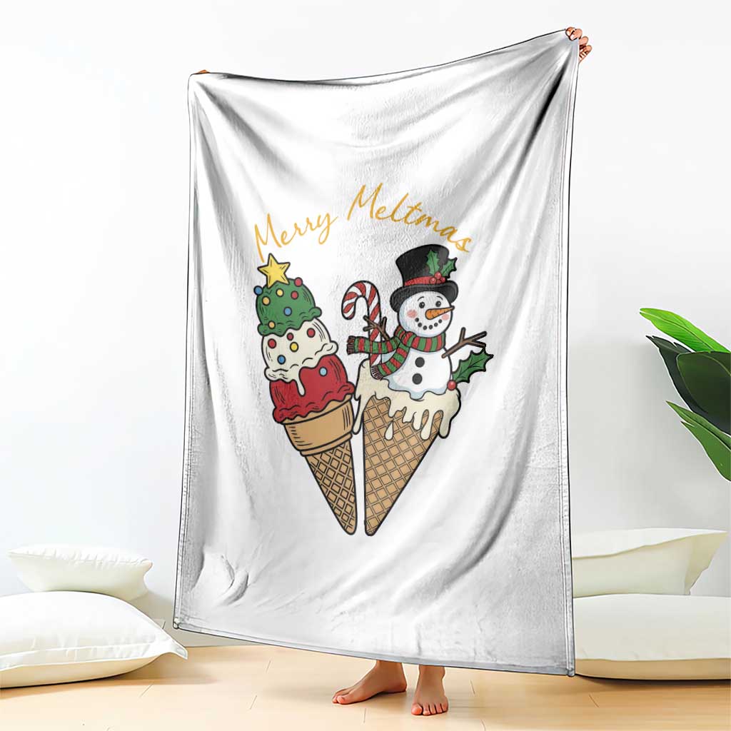Christmas In July Ice Cream Snowman Graphic Throw Blanket Merry Meltmas