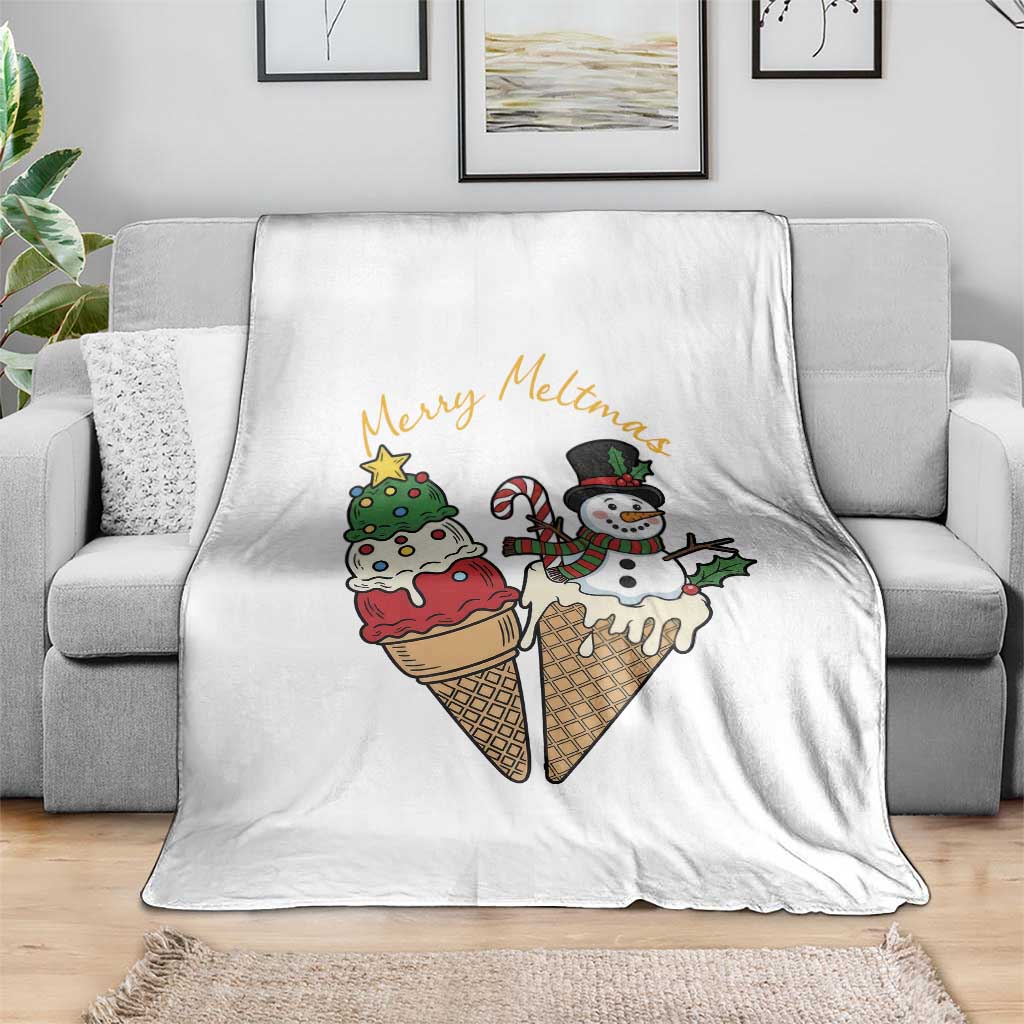 Christmas In July Ice Cream Snowman Graphic Throw Blanket Merry Meltmas