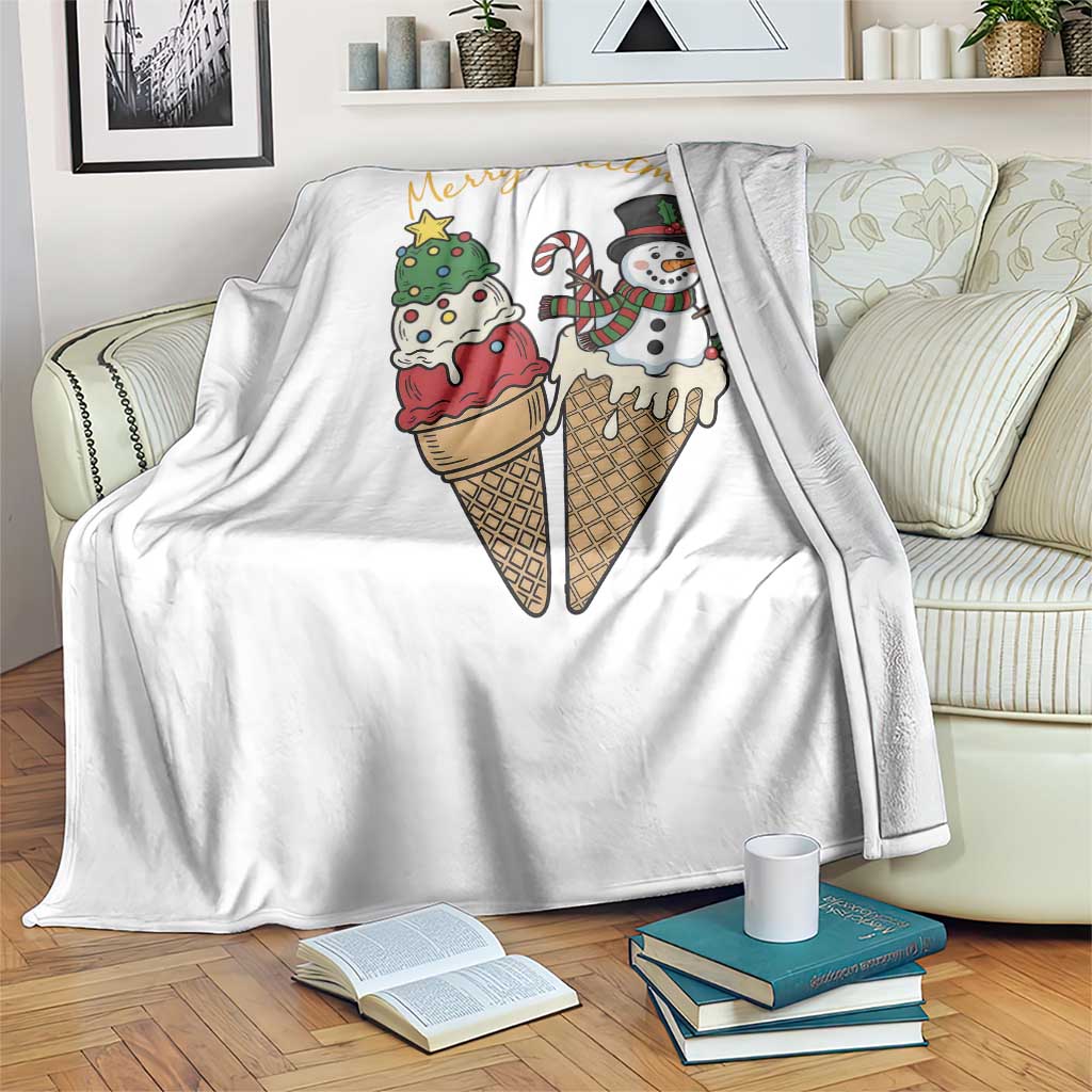 Christmas In July Ice Cream Snowman Graphic Throw Blanket Merry Meltmas
