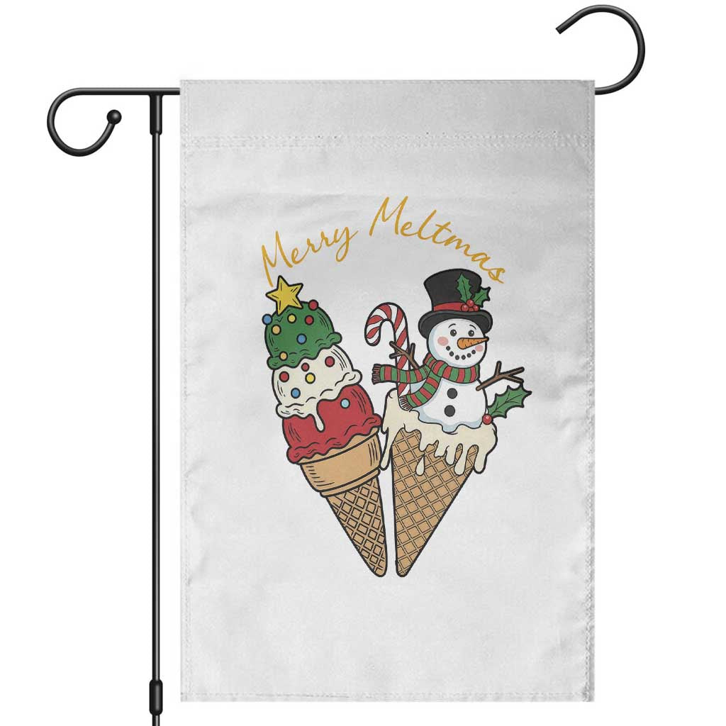 Christmas In July Ice Cream Snowman Graphic Garden Flag Merry Meltmas