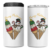 Christmas In July Ice Cream Snowman Graphic 4 in 1 Can Cooler Tumbler Merry Meltmas