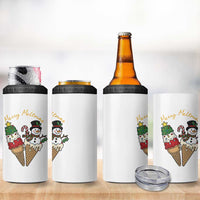 Christmas In July Ice Cream Snowman Graphic 4 in 1 Can Cooler Tumbler Merry Meltmas
