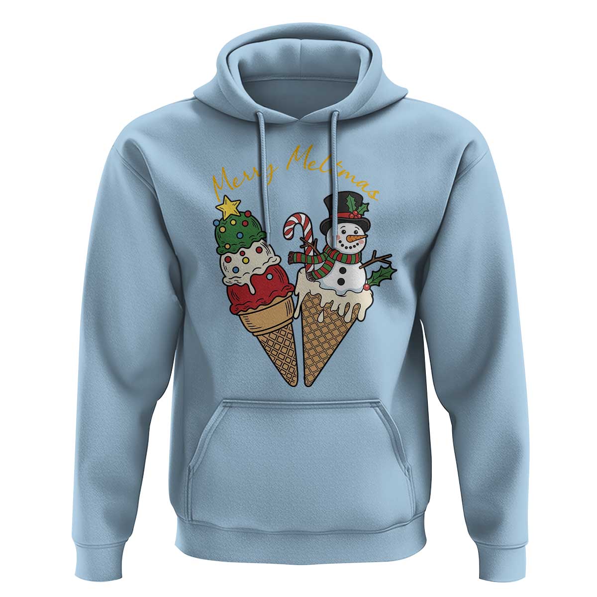 Christmas In July Ice Cream Snowman Graphic Hoodie Merry Meltmas