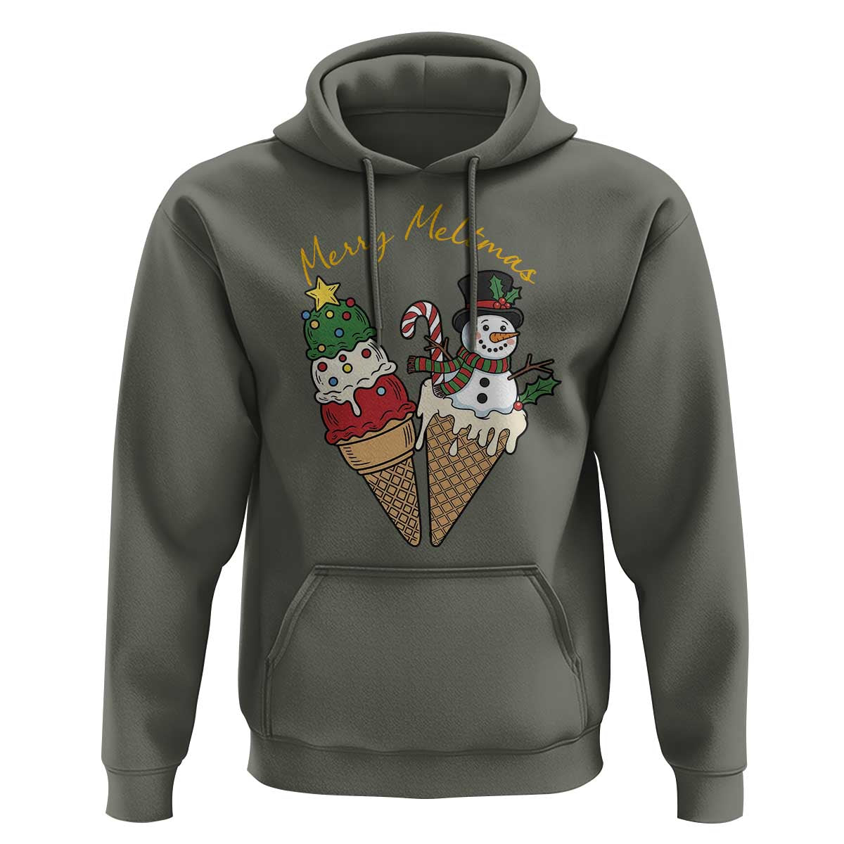 Christmas In July Ice Cream Snowman Graphic Hoodie Merry Meltmas