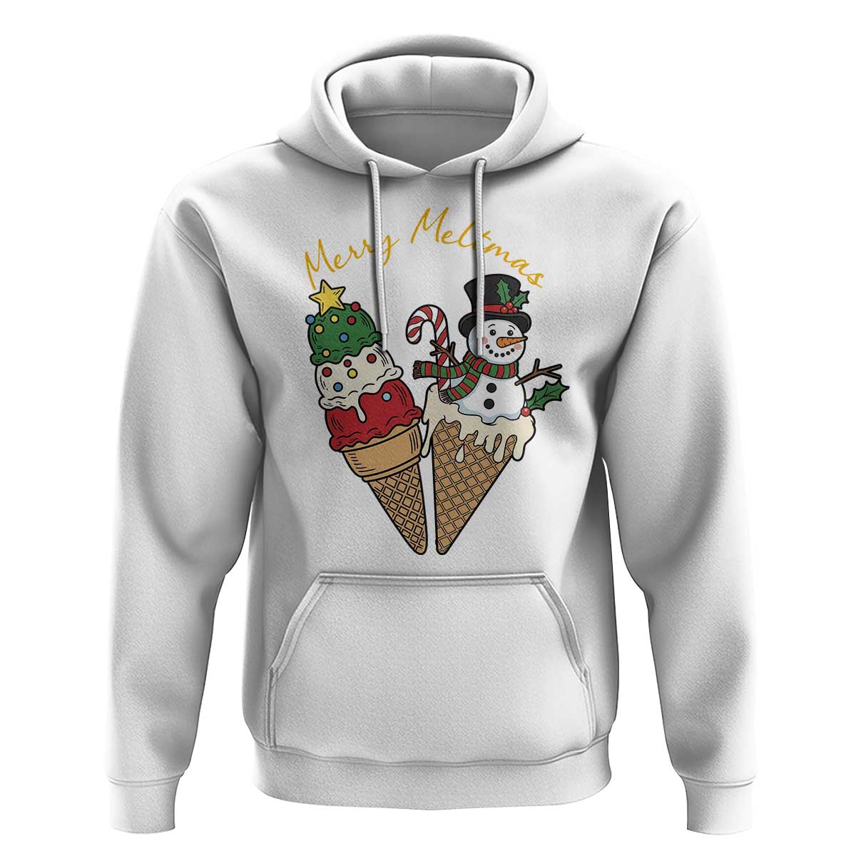 Christmas In July Ice Cream Snowman Graphic Hoodie Merry Meltmas