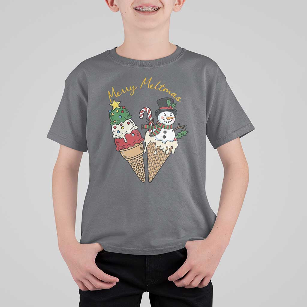 Christmas In July Ice Cream Snowman Graphic T Shirt For Kid Merry Meltmas