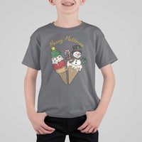 Christmas In July Ice Cream Snowman Graphic T Shirt For Kid Merry Meltmas