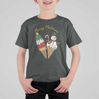 Christmas In July Ice Cream Snowman Graphic T Shirt For Kid Merry Meltmas