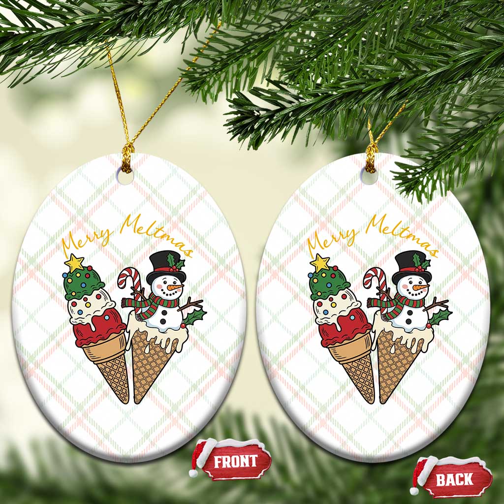 Christmas In July Ice Cream Snowman Graphic Ceramic Ornament Merry Meltmas
