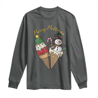 Christmas In July Ice Cream Snowman Graphic Long Sleeve Shirt Merry Meltmas