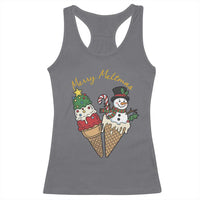 Christmas In July Ice Cream Snowman Graphic Racerback Tank Top Merry Meltmas