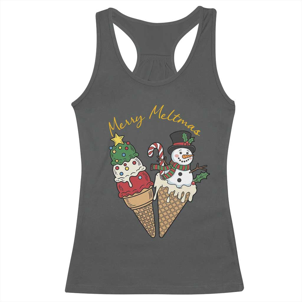 Christmas In July Ice Cream Snowman Graphic Racerback Tank Top Merry Meltmas