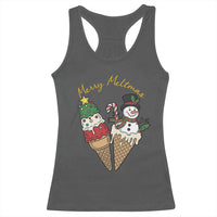 Christmas In July Ice Cream Snowman Graphic Racerback Tank Top Merry Meltmas